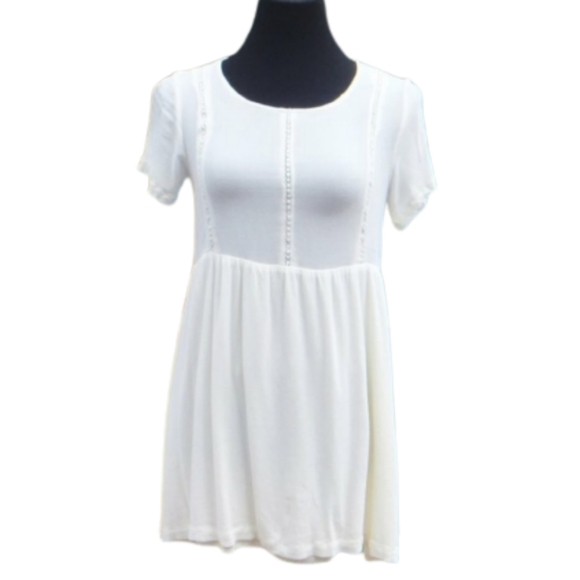 None Dresses & Skirts - Dress Mini Cottagecore Eyelet Cream Sz M